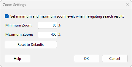 Zoom Settings Dialog