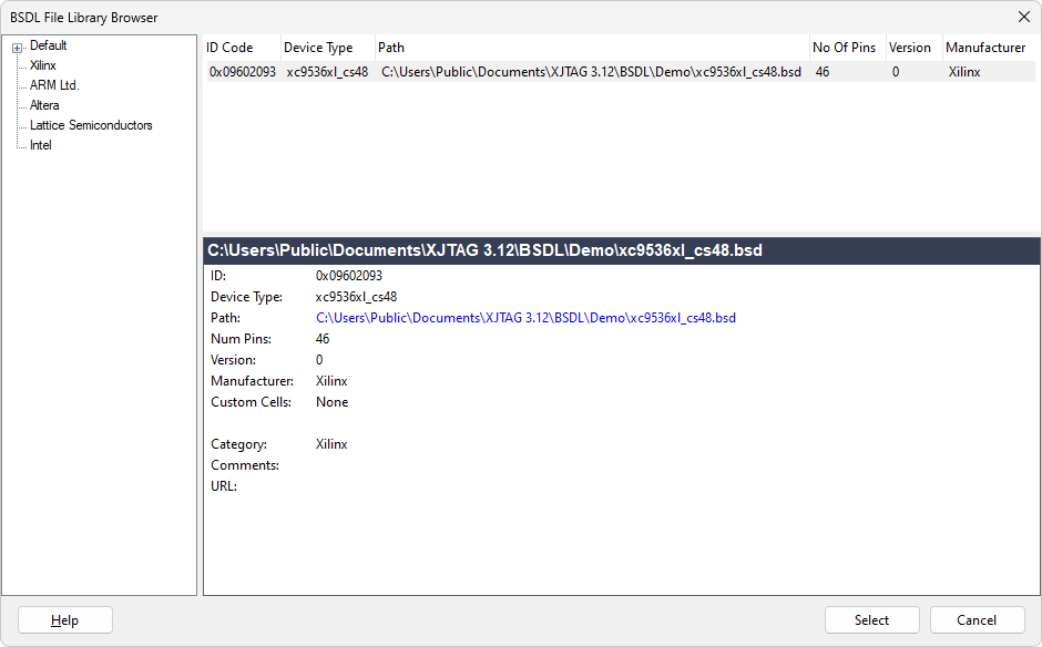 BSDL File Selector