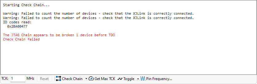 Message: JTAG chain appears to be broken