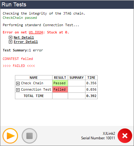Connection Test output
