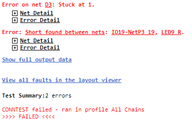 Clicking the links will display the nets in the Layout Viewer