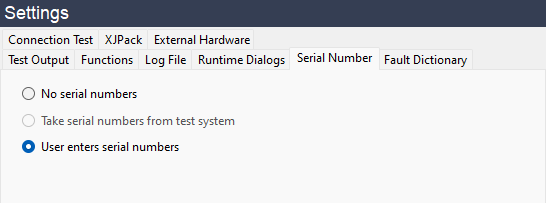 User enters serial numbers