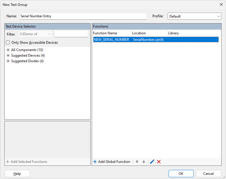 New serial number test group