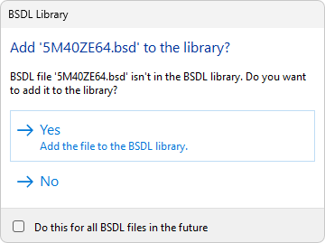Add files to BSDL Library dialog