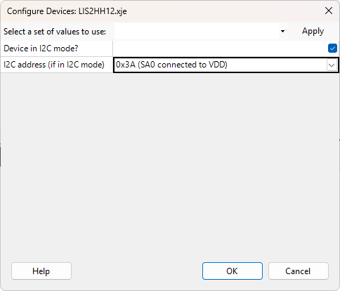 Configuration options for the Accelerometer U12