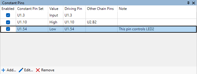 Constant pins window