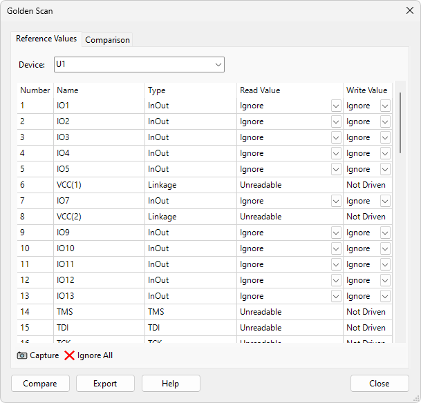 Reference Values tab