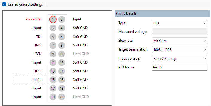 Pin Mapping Advanced Pin Settings