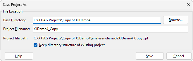Save Project As Dialog