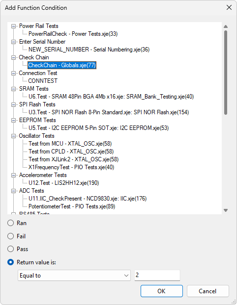 Add Function Condition Dialog
