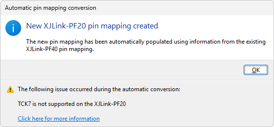 Automatic Pin Mapping Conversion completion dialog