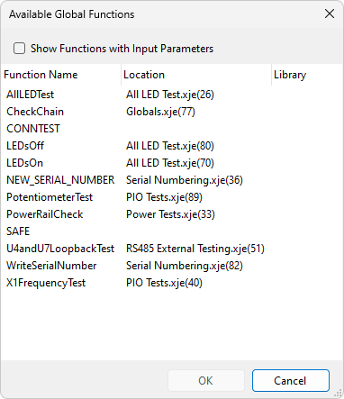Available Global Functions Dialog