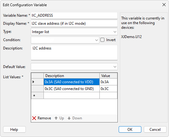 Edit Configuration Variables Enum