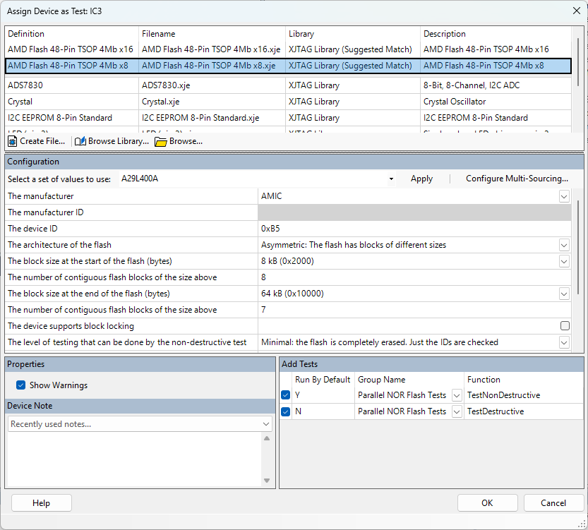Adding a test device