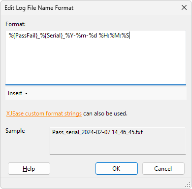 Edit Log File Name Format Dialog