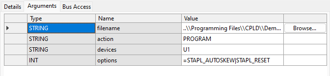 Arguments Tab