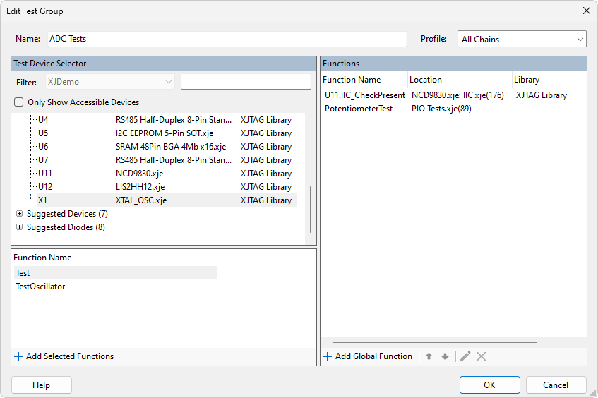 Edit Test Group Dialog