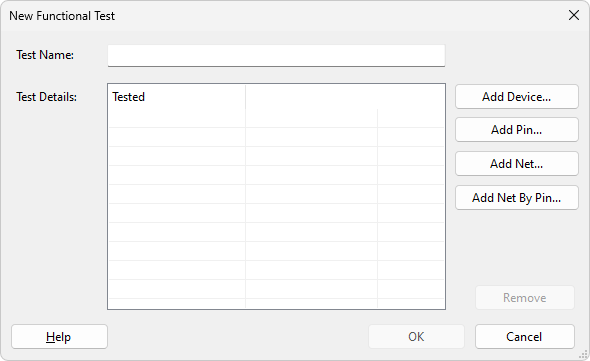 Functional Test Dialog
