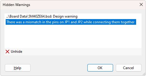 Hidden warnings dialog
