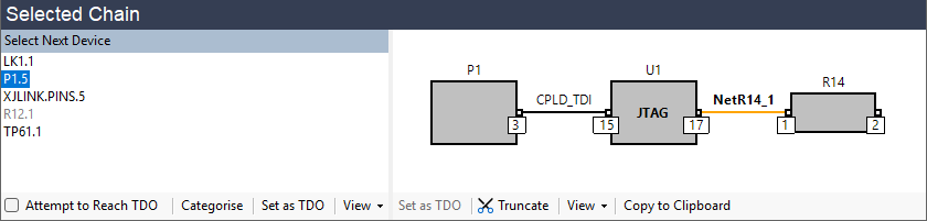 The JTAG Chain View Panel