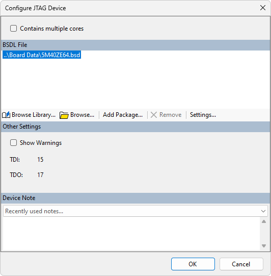 Configuring a JTAG device