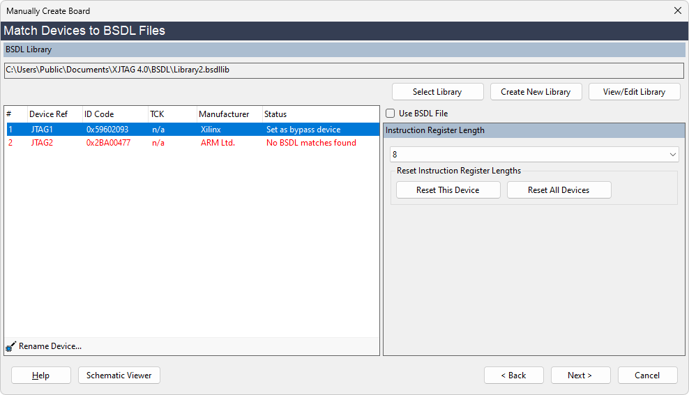 Manually Create Board Wizard - Choose IR Length from list of matches
