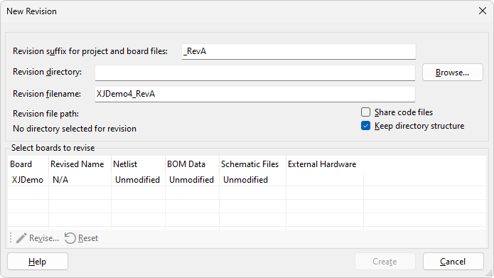 New Revision Dialog