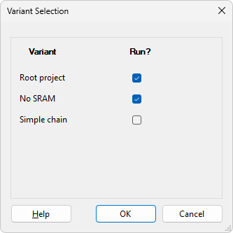 Variant Selection Dialog