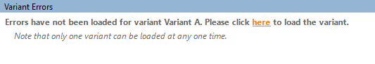 Variant errors and warnings