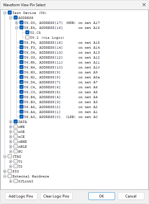 Waveform View Pin Select Dialog