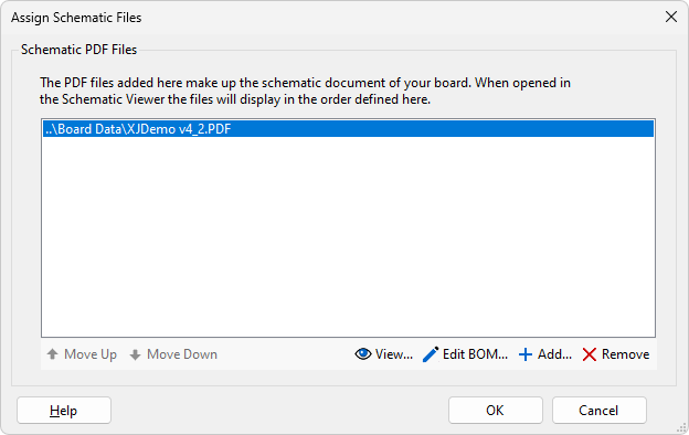 Assign Schematic Files Dialog