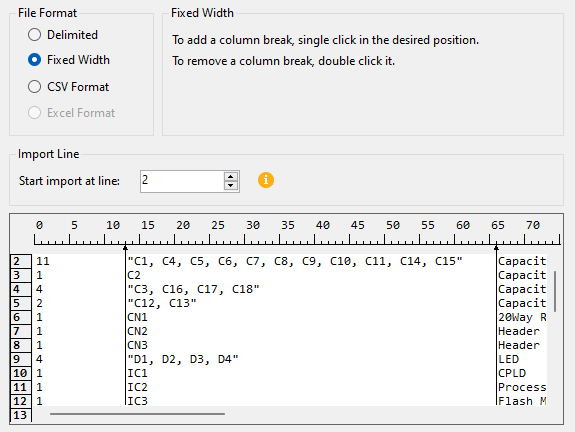 BOM - fixed width file