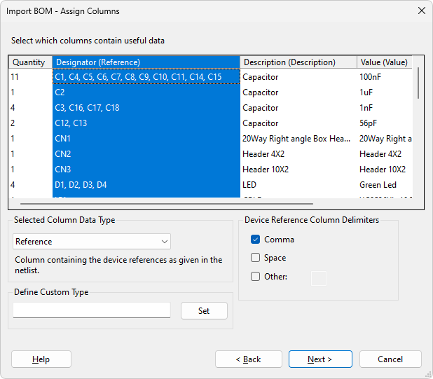 BOM - Assign Columns