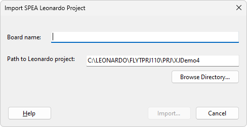 Import SPEA Leonardo Project dialog