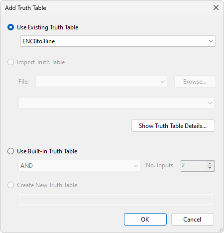 Add Truth Table Dialog