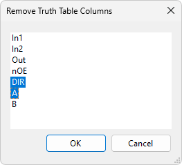 Remove Columns From Truth Table Dialog