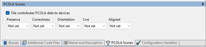 PCOLA scores within a test device file