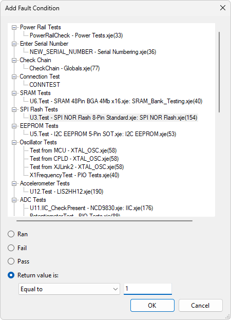 Fault Dictionary tab