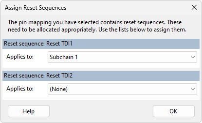 Assign Reset Sequences dialog