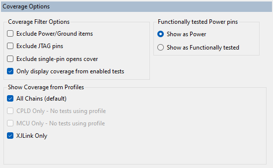 Statistics Options panel
