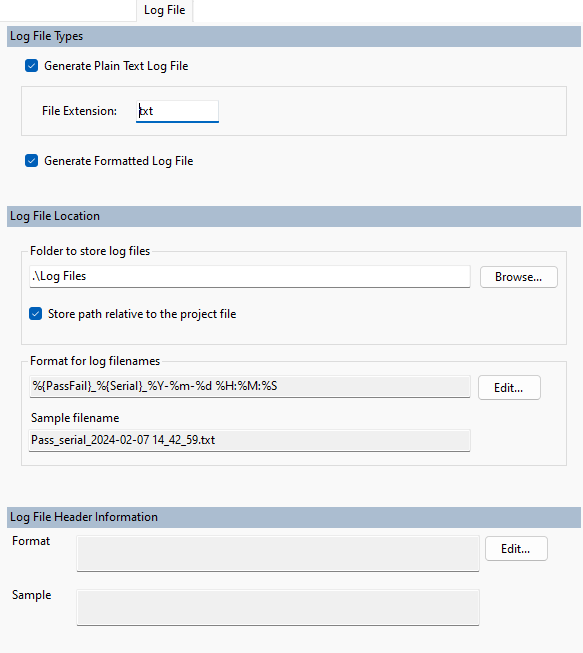 Log File tab