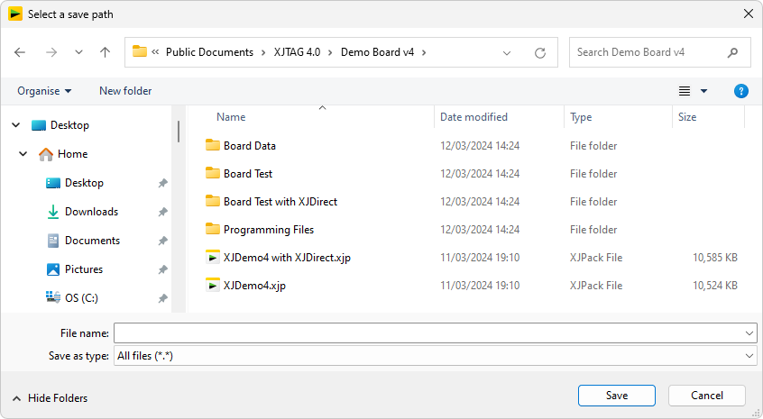 Example Save File dialog in XJRunner