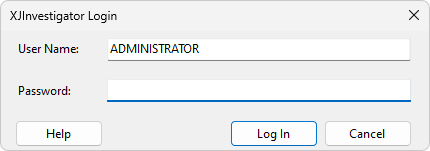 XJInvestigator login dialog