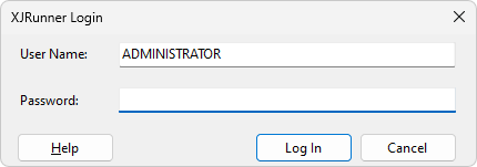 XJRunner login dialog