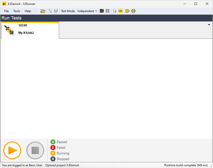 Main Testing Screen (basic user)