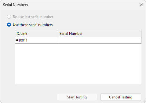 Enter serial number dialog