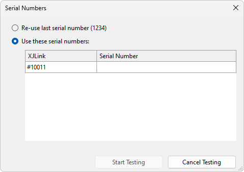Serial Number dialog