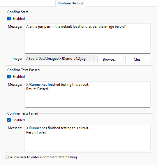 Runtime Dialogs tab